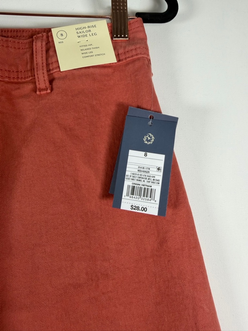Universal Thread™ Women's High-Rise Sailor Wide Leg Ankle Jeans - Light Red 8 - Picture 4 of 11